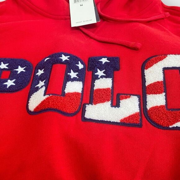 Polo Ralph Lauren Americana Fleece Hoodie Mens size Medium New with Tags - Picture 4 of 9